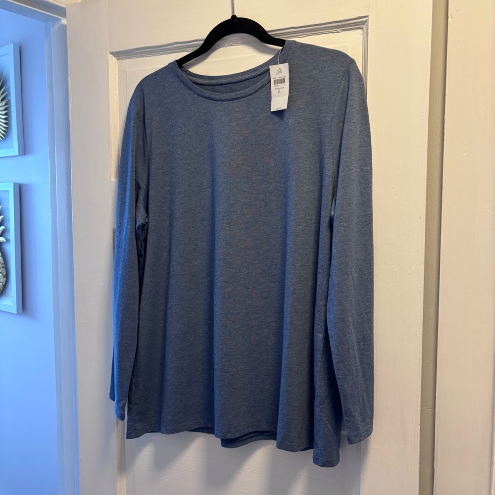 NWT J. Jill Heather Blue Crew Neck Top